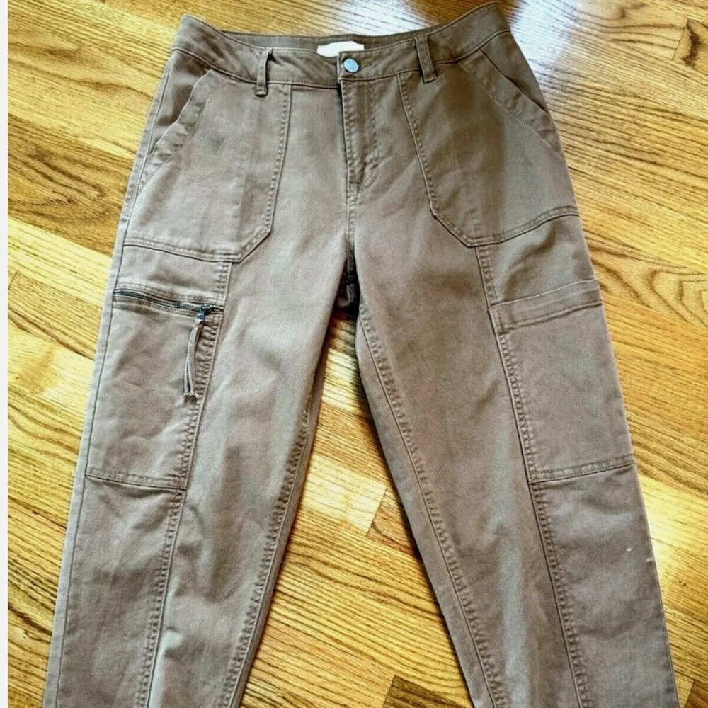 Habitual Zip-Pocket Cargo Utility Pants Womens 8/29 Cropped Denim NWOT $130